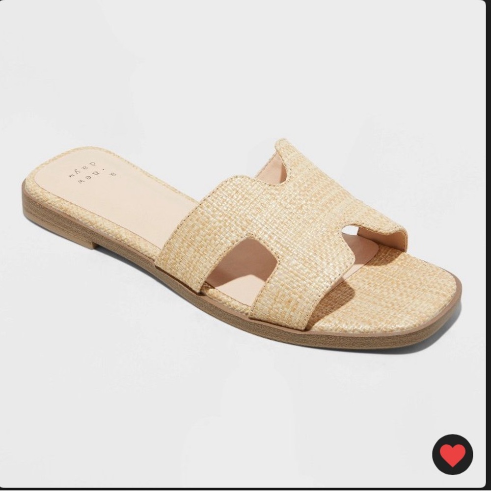 A New Day | Women’s Nina Slide Sandals | Size 6.5 | Beige (Raffia) | NWT